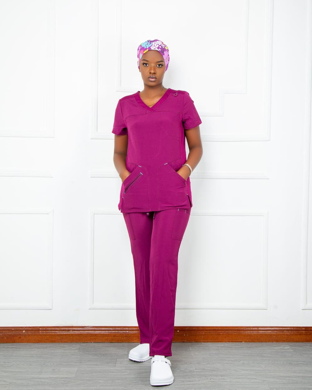 Blue Floral Scrub Set