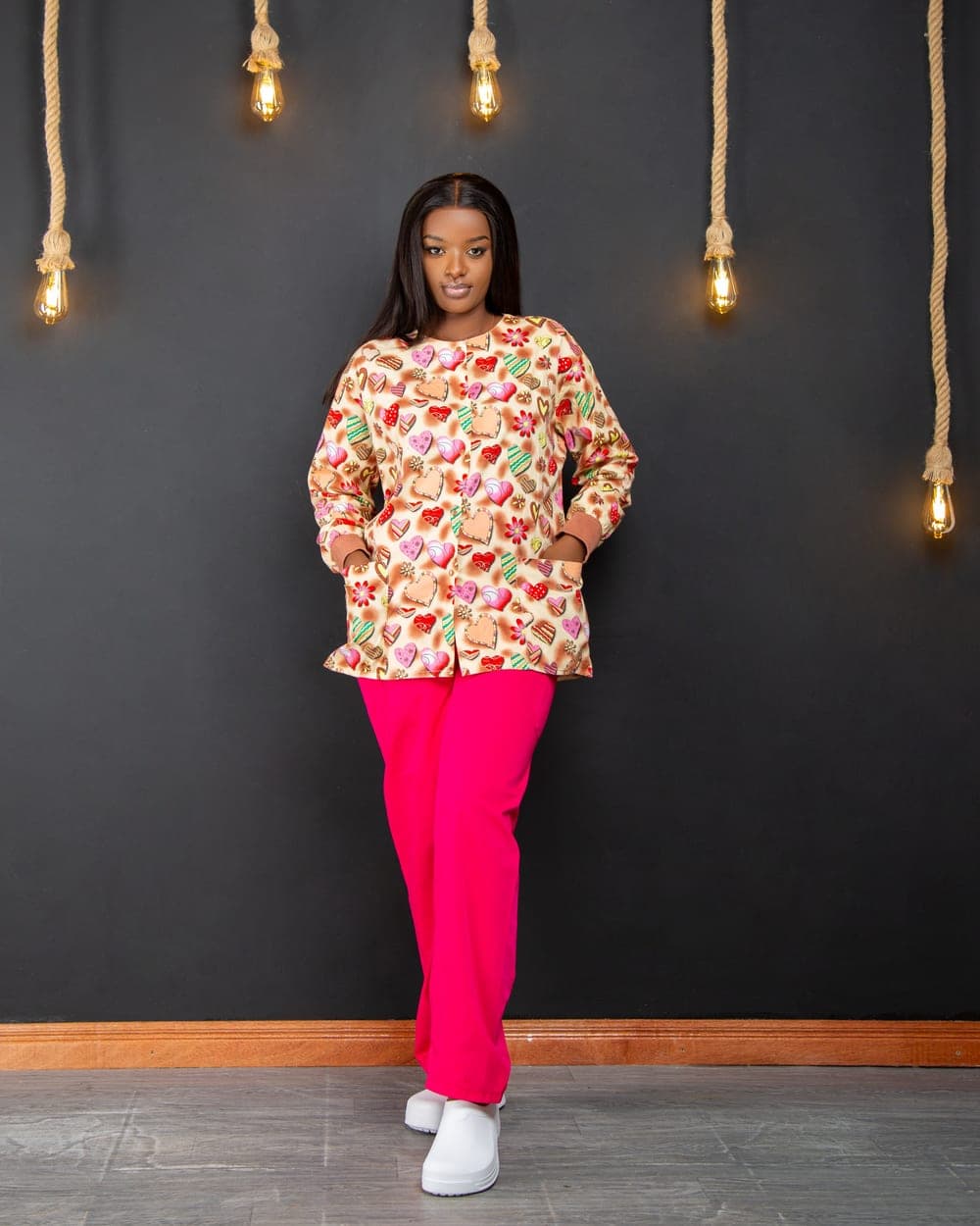 Floral Print Scrub Set